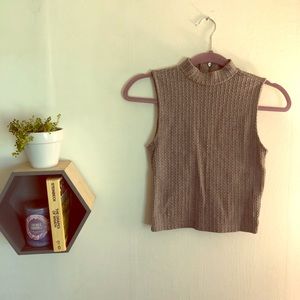 Grey Textured Turtle Neck Crop Top